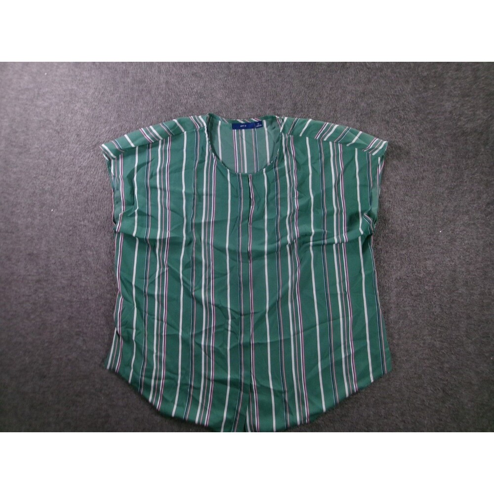 APT 9 Top Women XL Green Striped Office Casual Base Layer Capsule Everyday